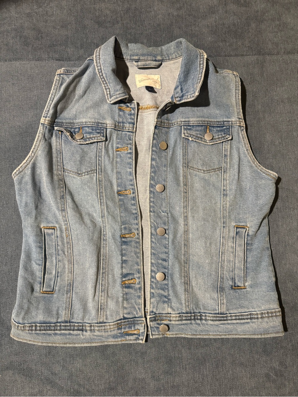 Light Blue Denim Vest - Women's Sleeveless Jean Jacket medium